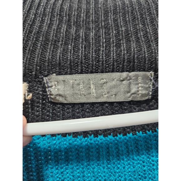 Vintage Gitano 2X Teal Black Striped Sweater Dress Shawl Collar Grunge 90's Mall - Picture 3 of 6